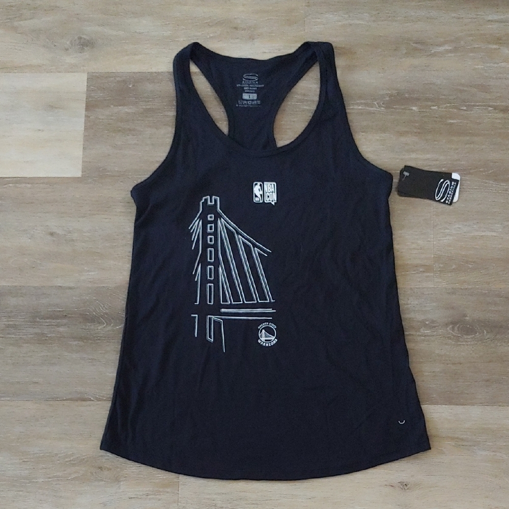 NWT NBA Stadium Essentials Women's Golden State Warriors Tank Top Black Size L